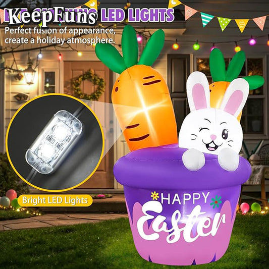 KeepFuns Easter Bunny Carrot Inflatable Decoration Outdoor Garden Festival Inflatable Model