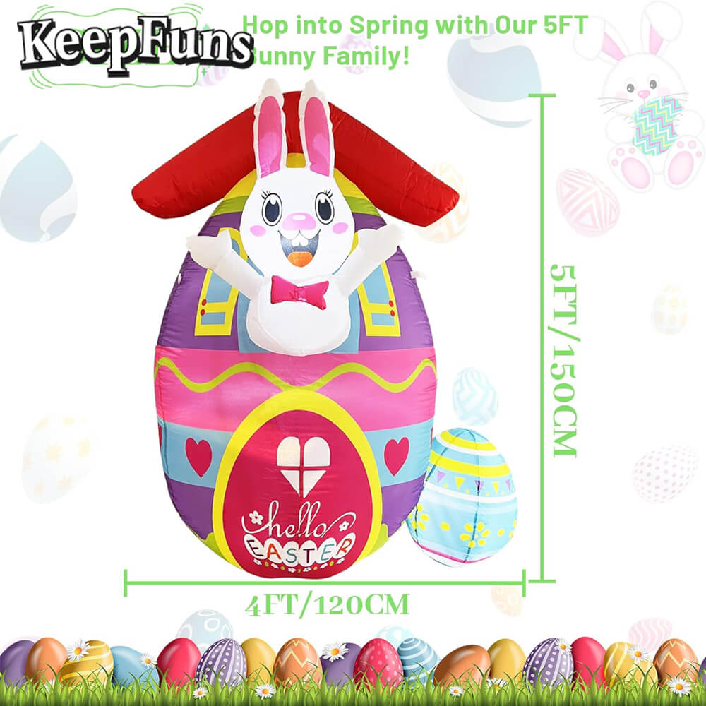 KeepFuns Easter Bunny Egg Inflatable Decoration - Inflatable Model for Outdoor and Indoor Holiday Celebrations