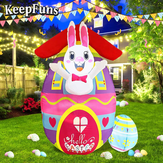 KeepFuns Easter Bunny Egg Inflatable Decoration - Inflatable Model for Outdoor and Indoor Holiday Celebrations