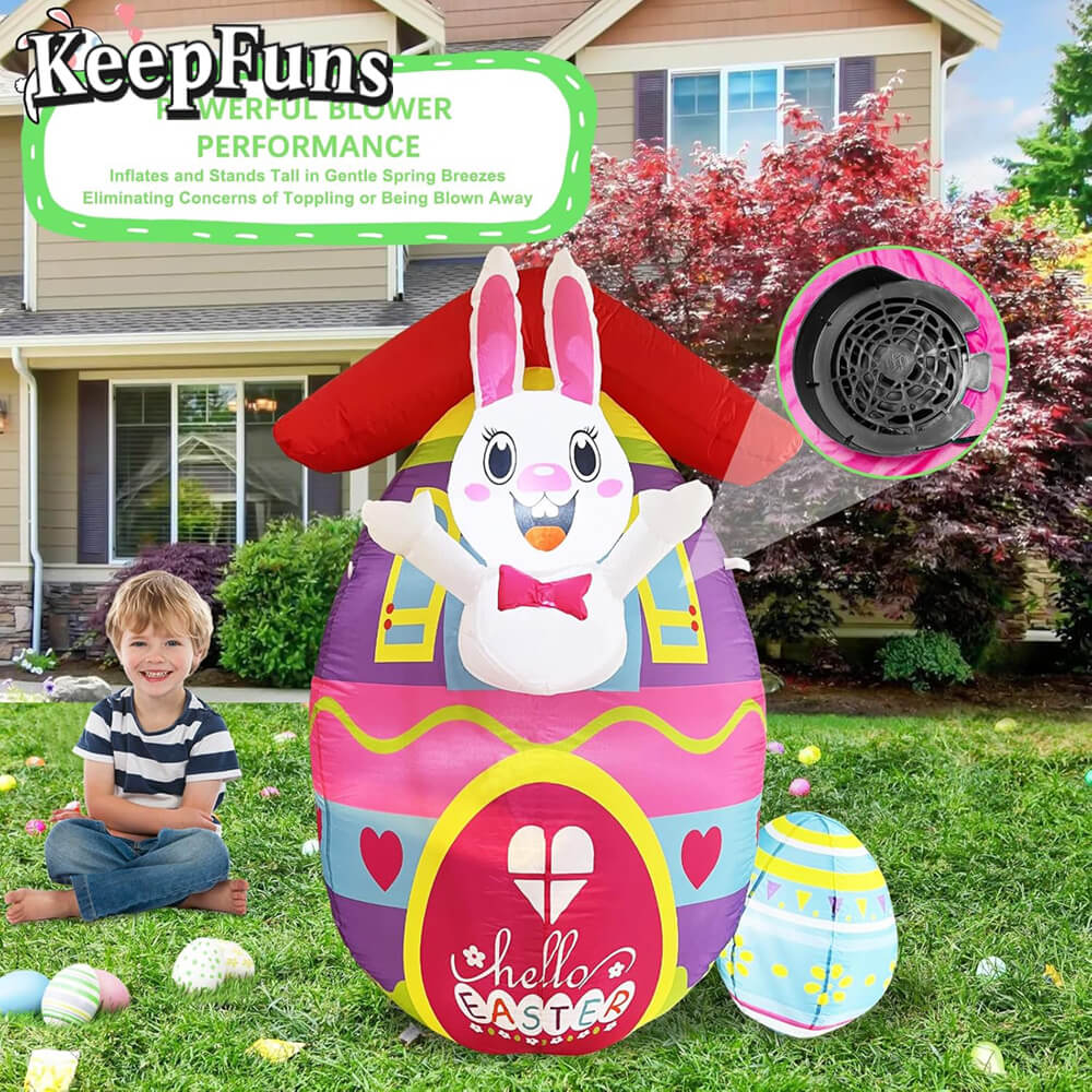 KeepFuns Easter Bunny Egg Inflatable Decoration - Inflatable Model for Outdoor and Indoor Holiday Celebrations