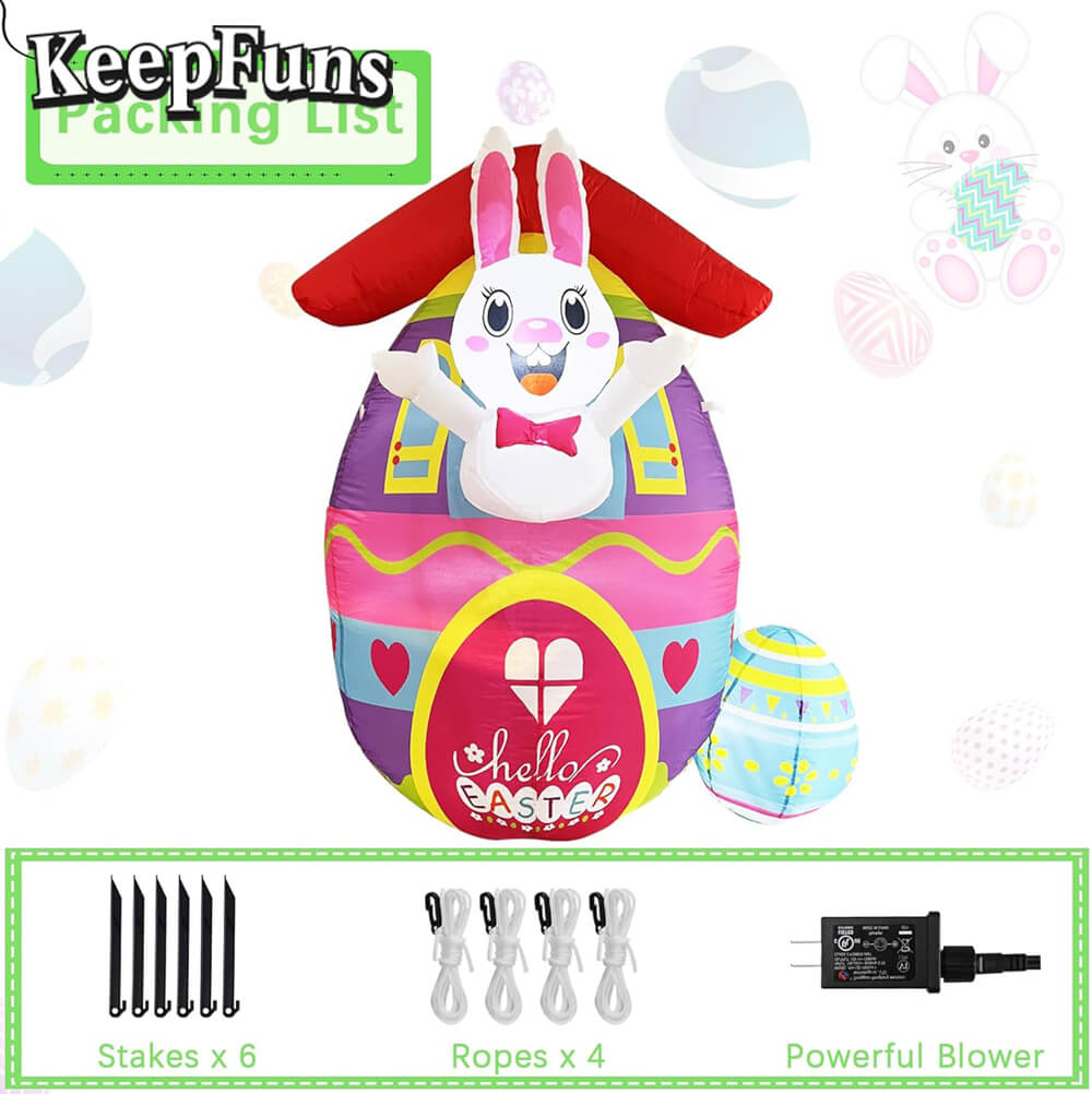 KeepFuns Easter Bunny Egg Inflatable Decoration - Inflatable Model for Outdoor and Indoor Holiday Celebrations