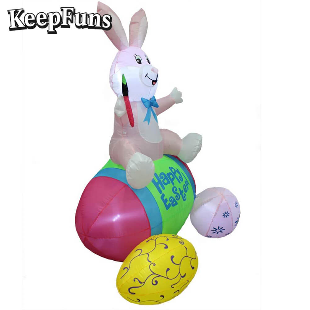 KeepFuns Easter Bunny Egg Inflatable Decoration - Outdoor Yard Holiday Celebration Inflatable Model