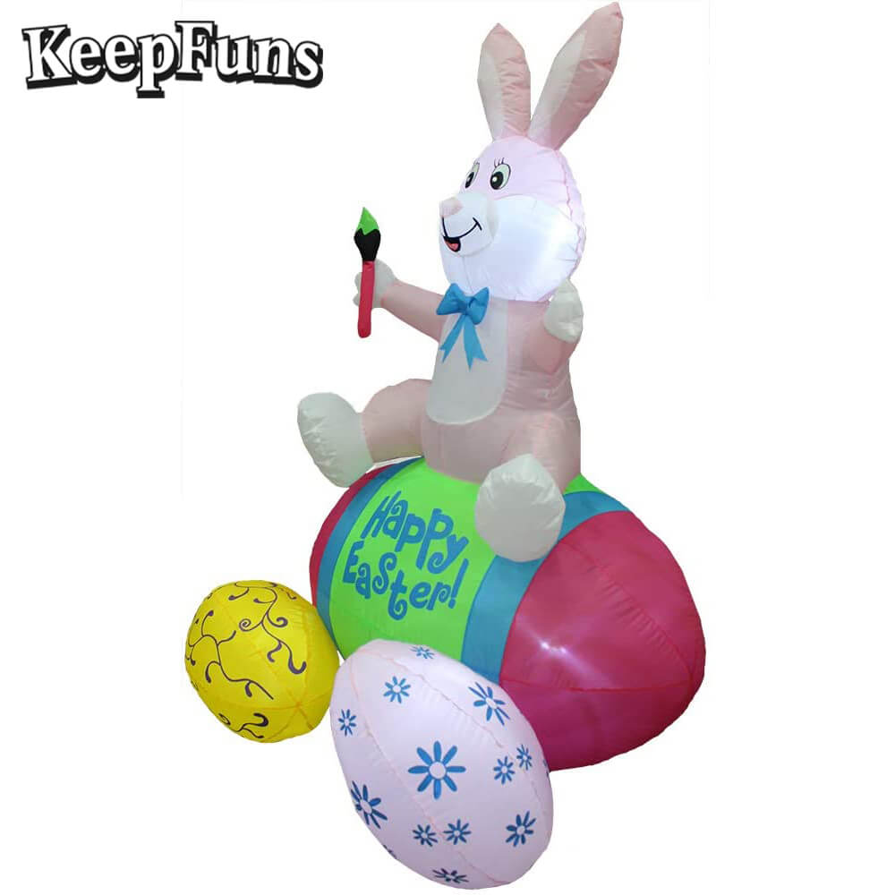KeepFuns Easter Bunny Egg Inflatable Decoration - Outdoor Yard Holiday Celebration Inflatable Model