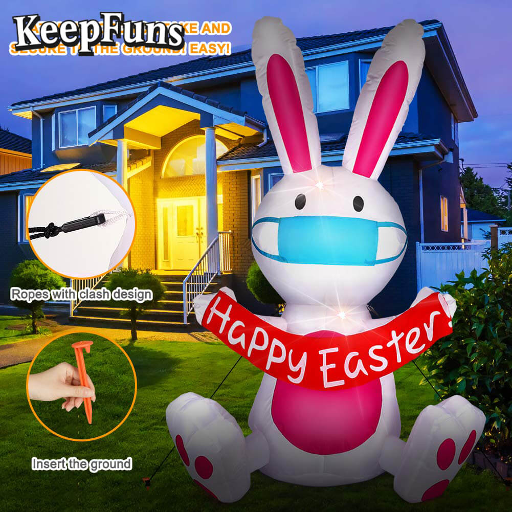 KeepFuns Easter Bunny Inflatable Decoration with Mask - Shopping Mall Outdoor Festival Celebration Inflatable Model