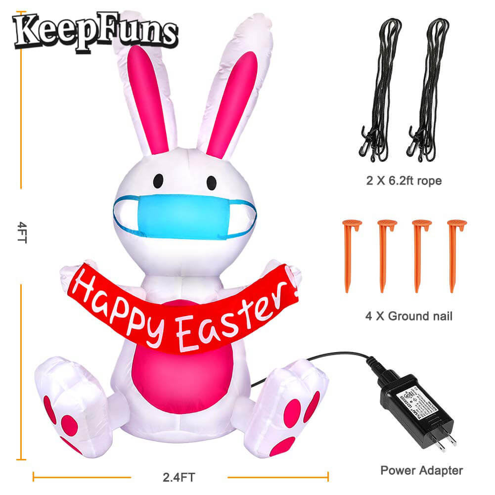 KeepFuns Easter Bunny Inflatable Decoration with Mask - Shopping Mall Outdoor Festival Celebration Inflatable Model