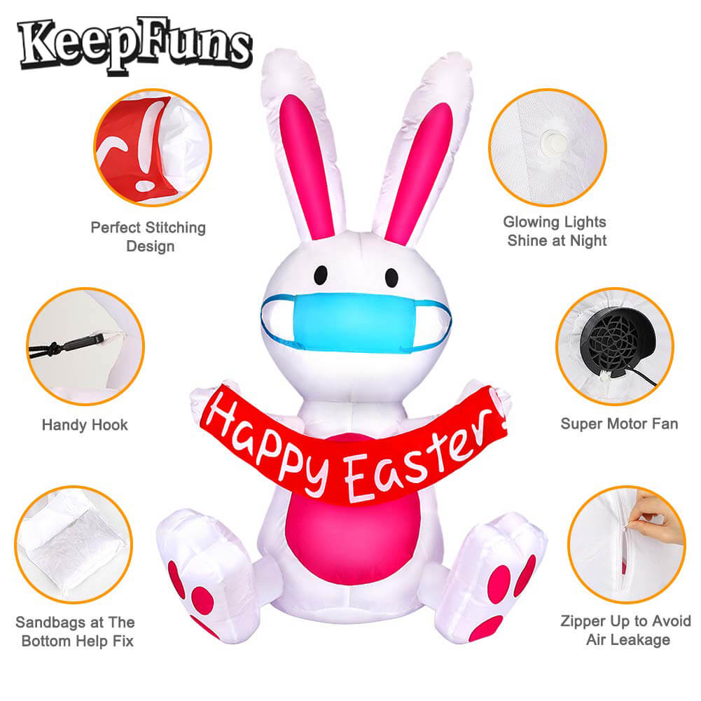 KeepFuns Easter Bunny Inflatable Decoration with Mask - Shopping Mall Outdoor Festival Celebration Inflatable Model
