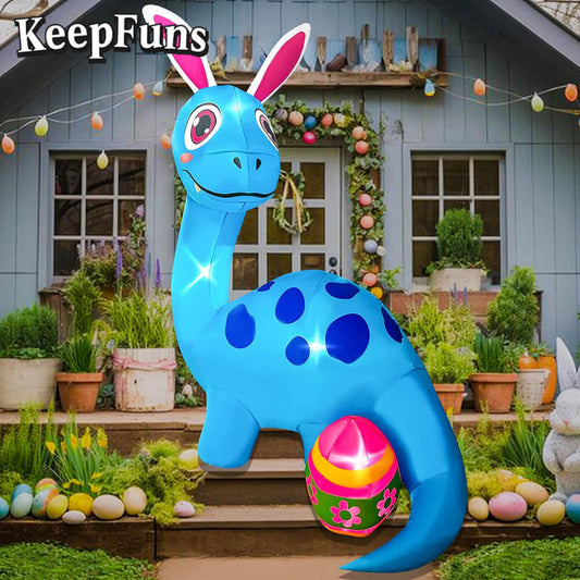 KeepFuns Easter Dinosaur Bunny Ears Inflatable Decoration Outdoor Garden Festival Inflatable Model