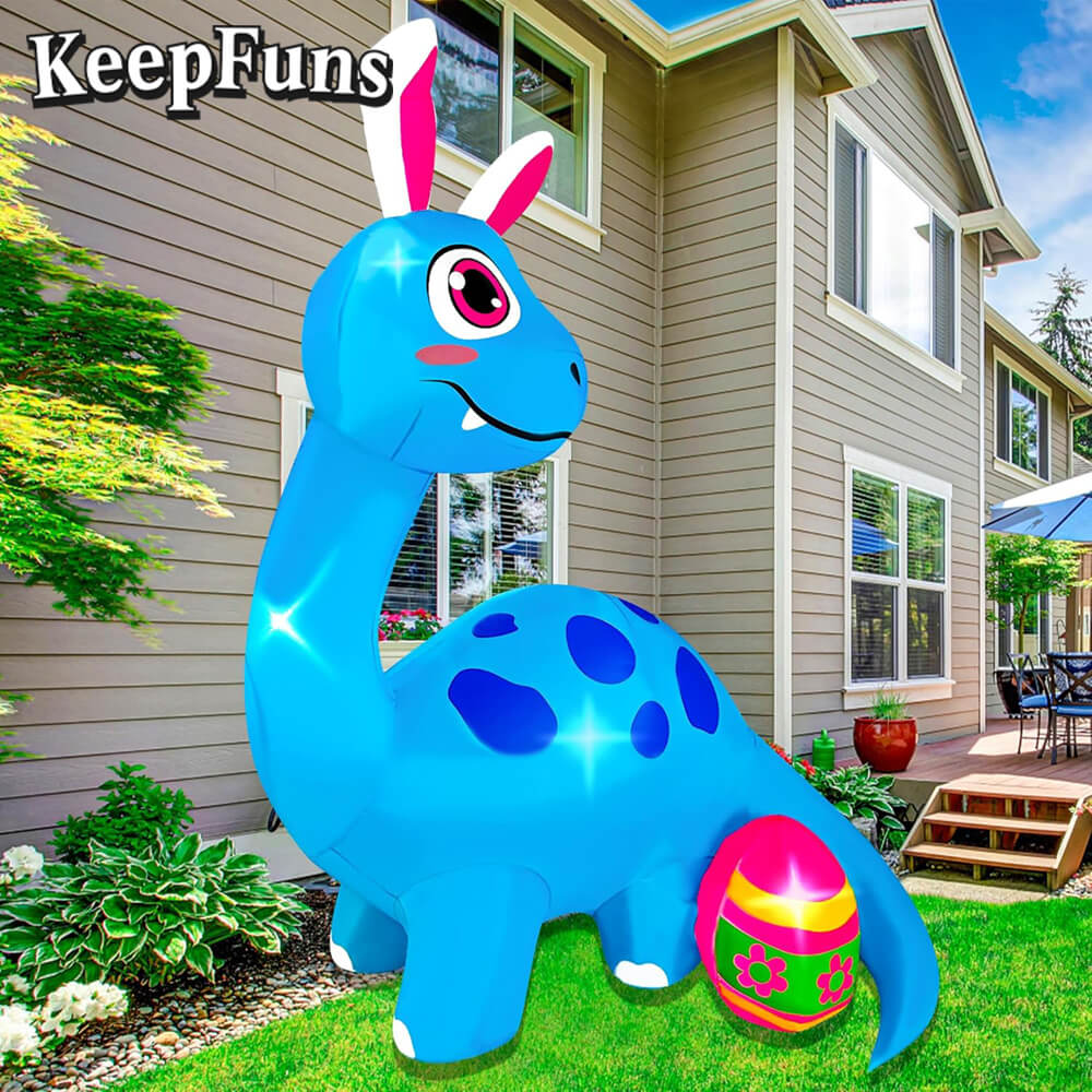 KeepFuns Easter Dinosaur Bunny Ears Inflatable Decoration Outdoor Garden Festival Inflatable Model