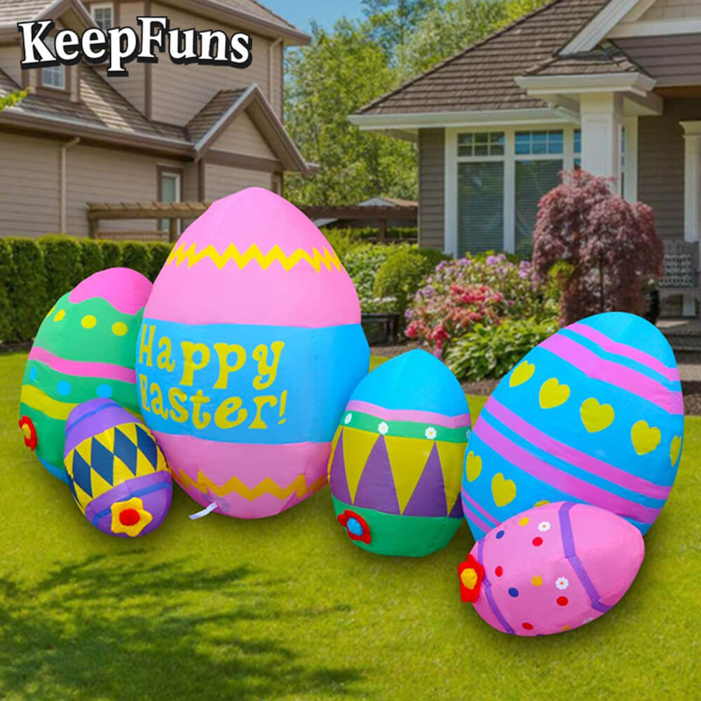 KeepFuns Easter Egg Inflatable Decoration Set - Inflatable Model for Outdoor, Yard and Indoor Holiday Decorations