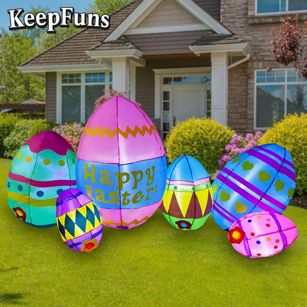 KeepFuns Easter Egg Inflatable Decoration Set - Inflatable Model for Outdoor, Yard and Indoor Holiday Decorations