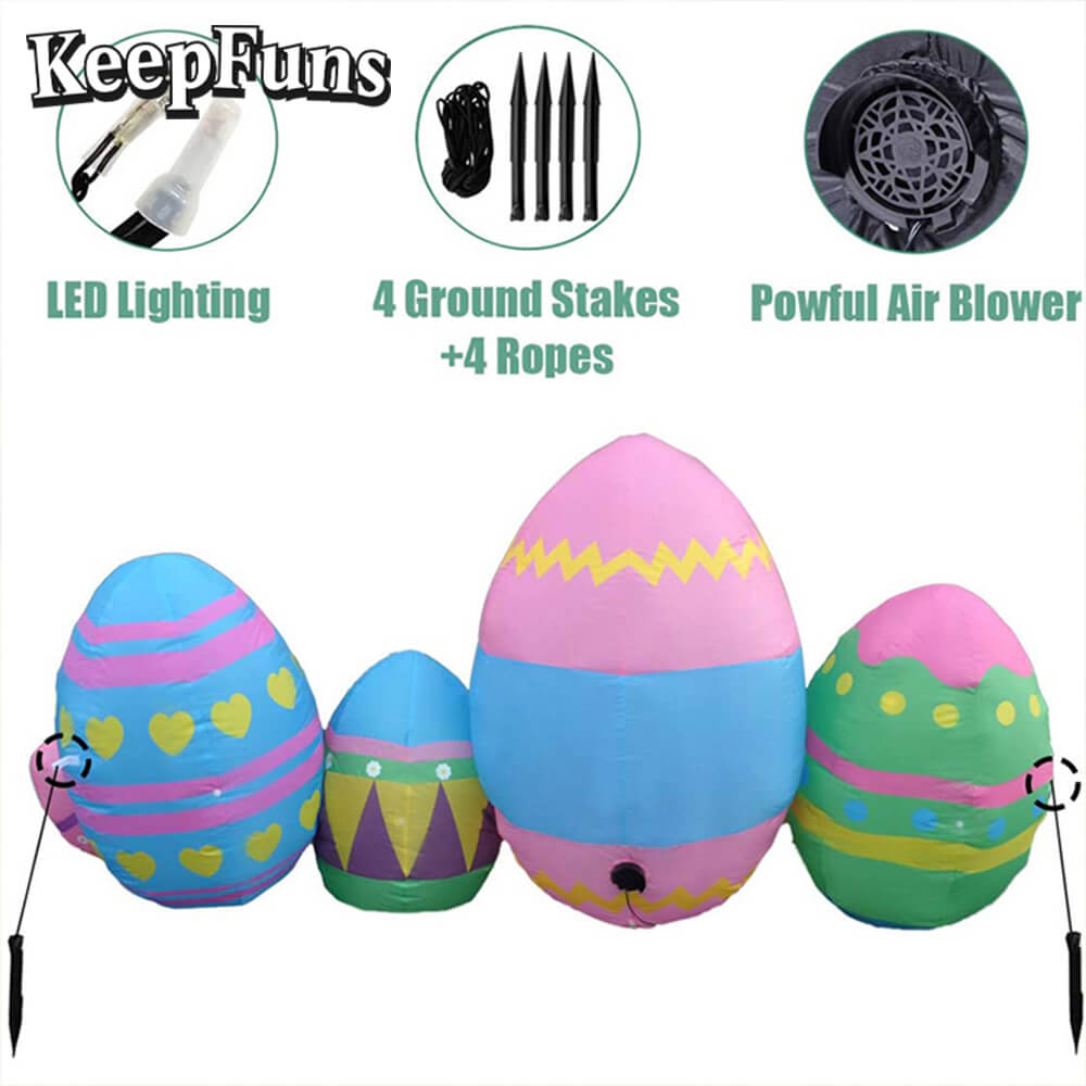 KeepFuns Easter Egg Inflatable Decoration Set - Inflatable Model for Outdoor, Yard and Indoor Holiday Decorations