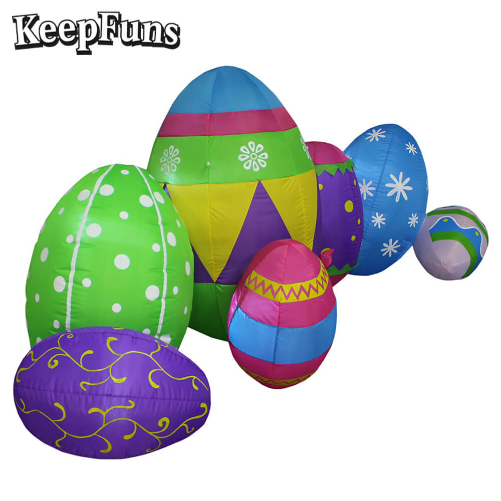 KeepFuns Easter Egg Inflatable Decoration Set - Outdoor Lawn Yard Holiday Decoration Inflatable Model