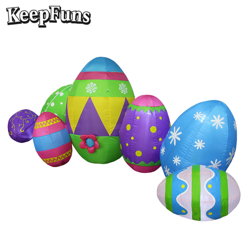 KeepFuns Easter Egg Inflatable Decoration Set - Outdoor Lawn Yard Holiday Decoration Inflatable Model