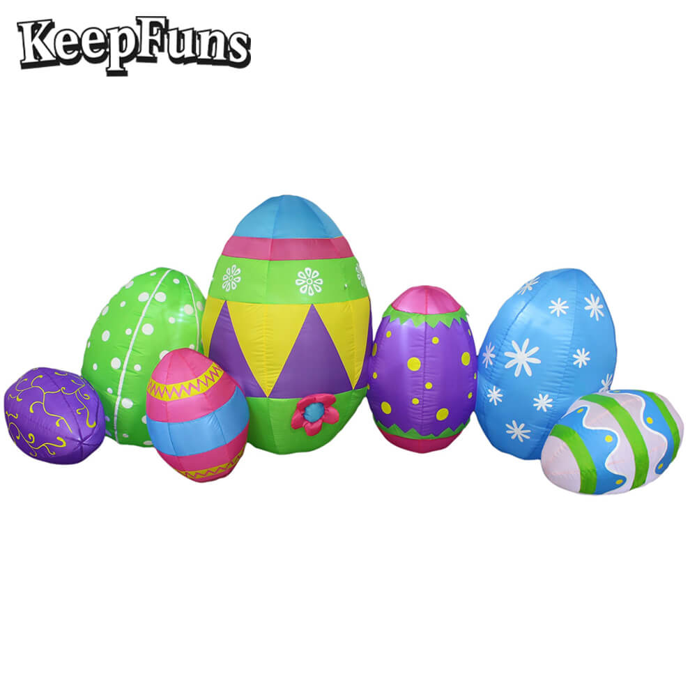 KeepFuns Easter Egg Inflatable Decoration Set - Outdoor Lawn Yard Holiday Decoration Inflatable Model