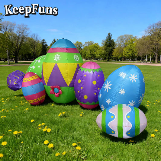 KeepFuns Easter Egg Inflatable Decoration Set - Outdoor Lawn Yard Holiday Decoration Inflatable Model