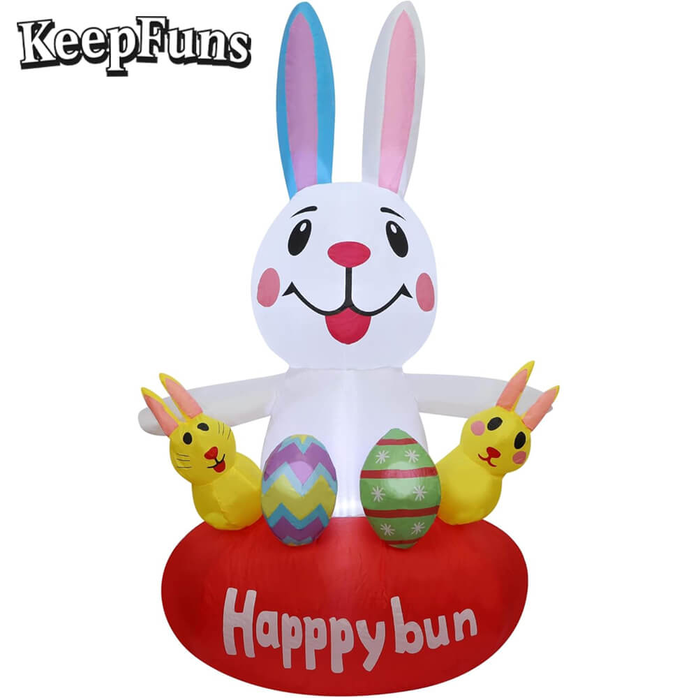 KeepFuns Easter Happy Rabbit Inflatable Decoration Outdoor Yard Indoor Festival Celebration Inflatable Model