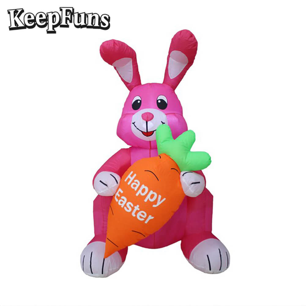 KeepFuns Easter Pink Bunny Inflatable Decoration - Outdoor Lawn Indoor Event Festival Inflatable Model