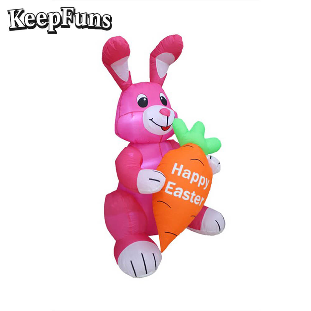 KeepFuns Easter Pink Bunny Inflatable Decoration - Outdoor Lawn Indoor Event Festival Inflatable Model