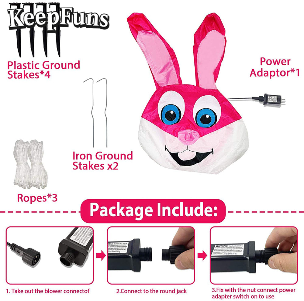 KeepFuns Easter Pink Bunny Inflatable Decoration - Outdoor Yard Indoor Holiday Celebration Inflatable Model