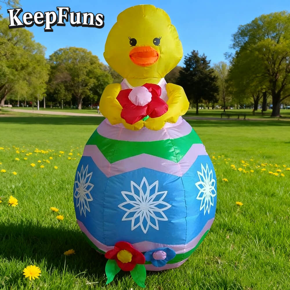 KeepFuns Easter Rubber Duck Egg Inflatable Decoration - Outdoor Garden Festival Celebration Inflatable Model