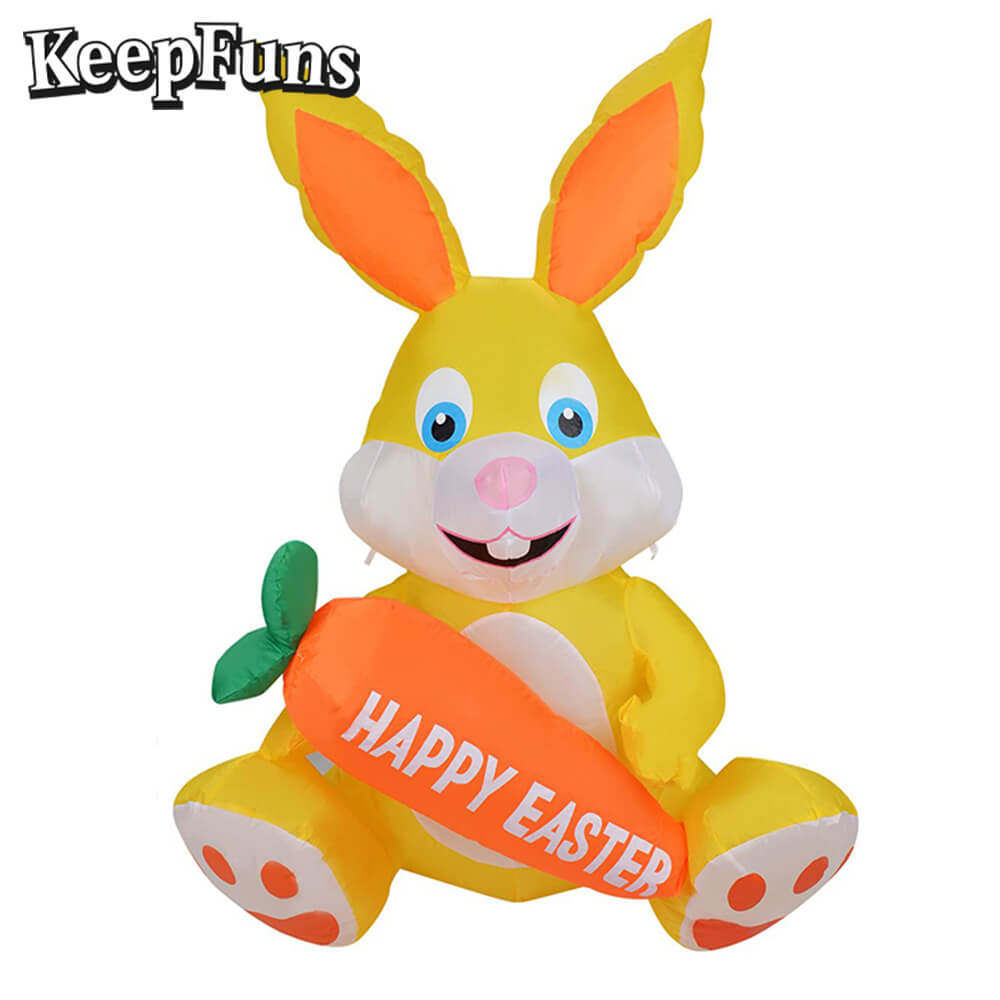 KeepFuns Easter Yellow Bunny Inflatable Decoration - Outdoor, Yard, Indoor Holiday Inflatable Model