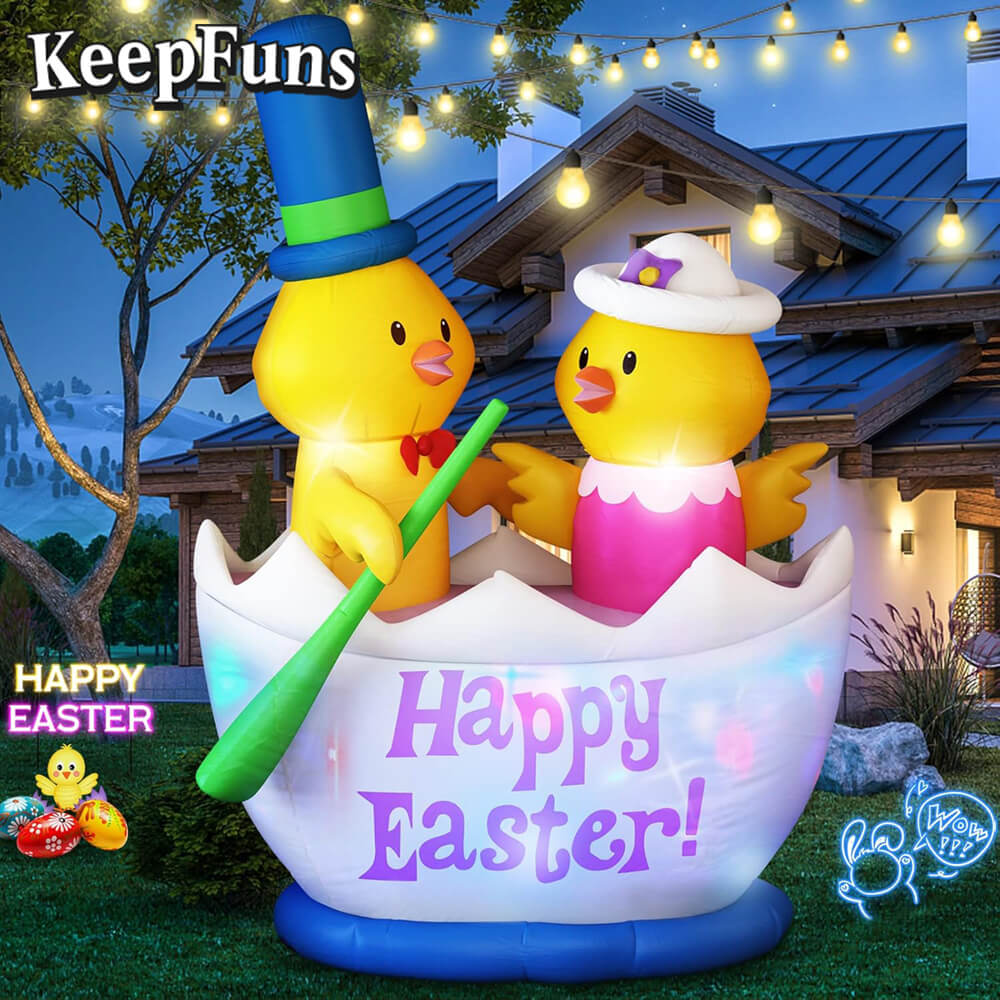 KeepFuns Easter Yellow Chicken Inflatable Decoration Outdoor Garden Indoor Festival Inflatable Model