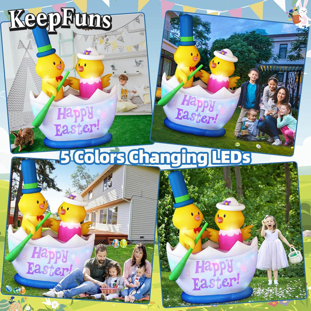 KeepFuns Easter Yellow Chicken Inflatable Decoration Outdoor Garden Indoor Festival Inflatable Model