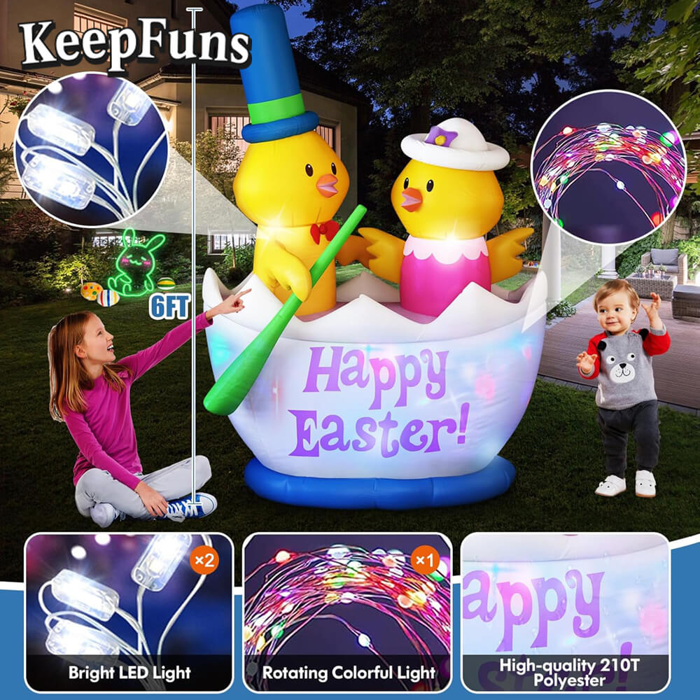 KeepFuns Easter Yellow Chicken Inflatable Decoration Outdoor Garden Indoor Festival Inflatable Model