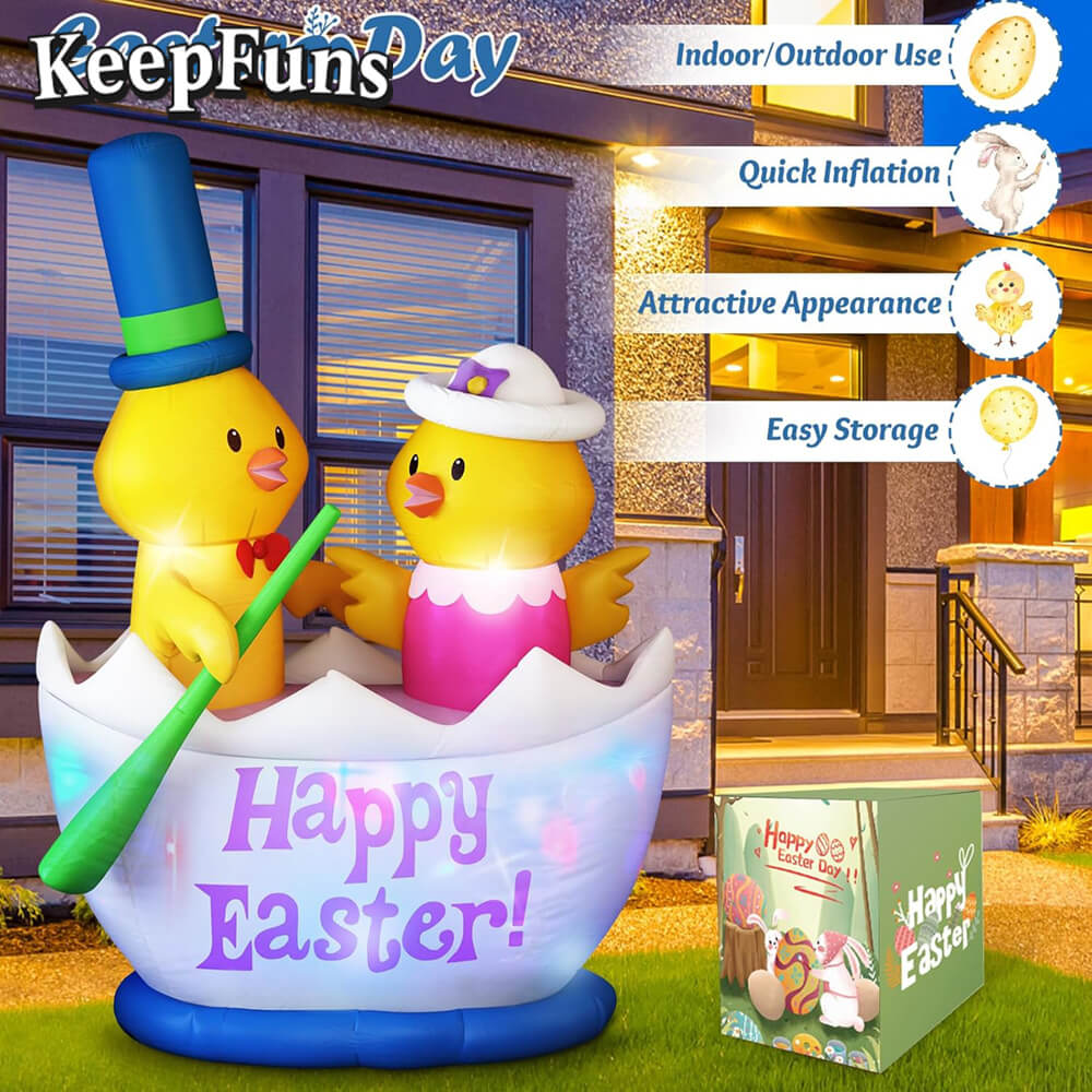 KeepFuns Easter Yellow Chicken Inflatable Decoration Outdoor Garden Indoor Festival Inflatable Model