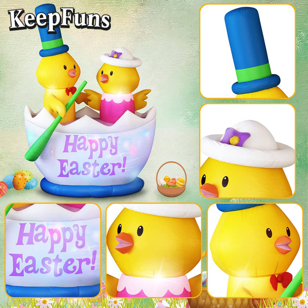 KeepFuns Easter Yellow Chicken Inflatable Decoration Outdoor Garden Indoor Festival Inflatable Model