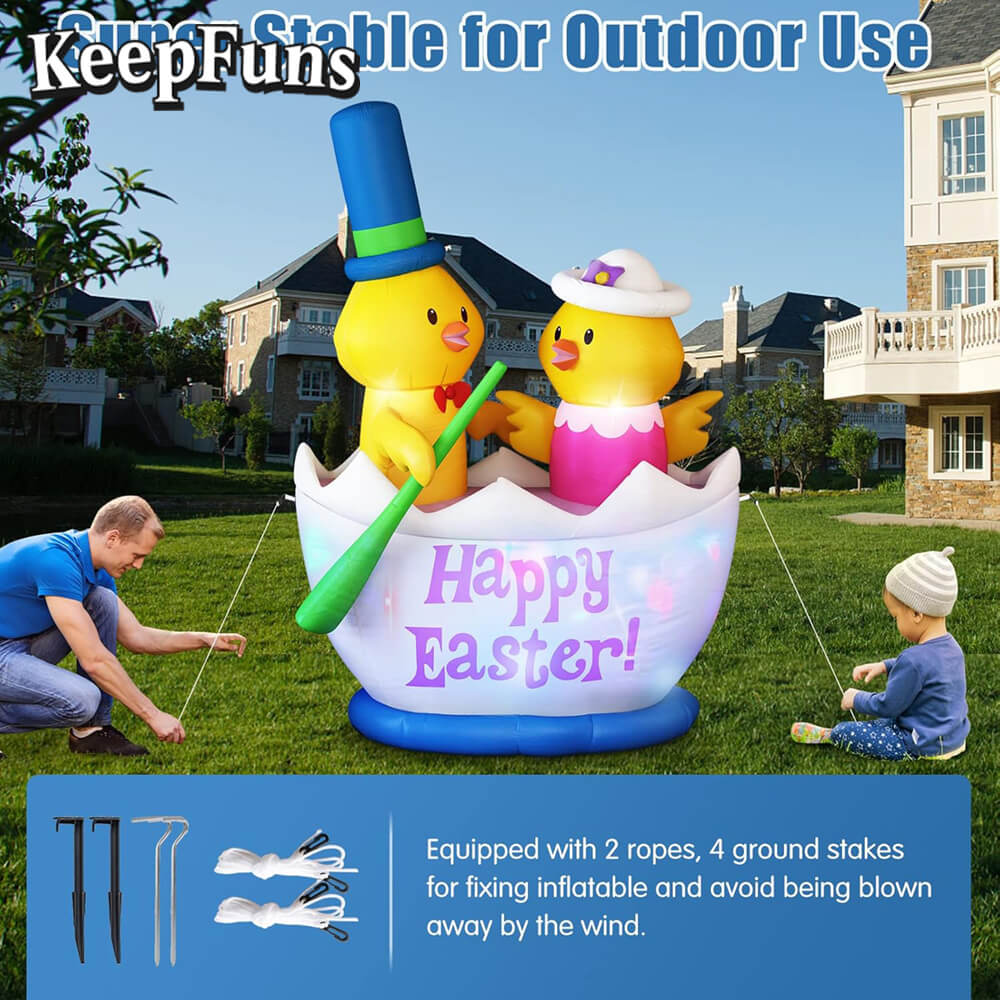 KeepFuns Easter Yellow Chicken Inflatable Decoration Outdoor Garden Indoor Festival Inflatable Model