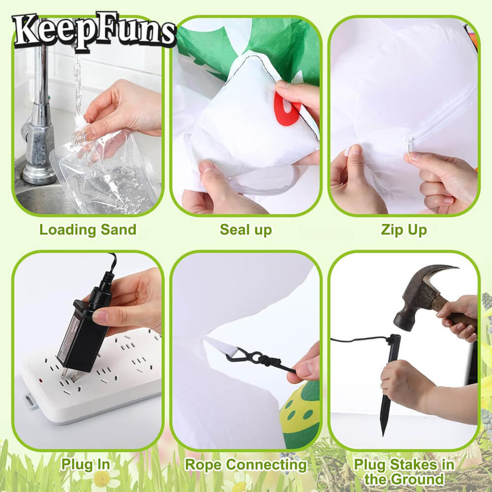 KeepFuns Large Easter Bunny Inflatable Decoration Outdoor Yard Festival Celebration Inflatable Model