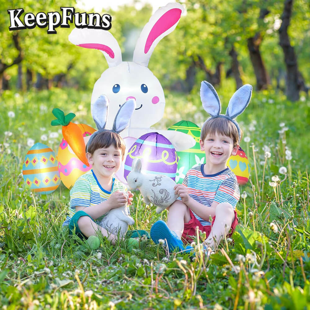 KeepFuns Large Easter Bunny Inflatable Decoration Outdoor Yard Festival Celebration Inflatable Model