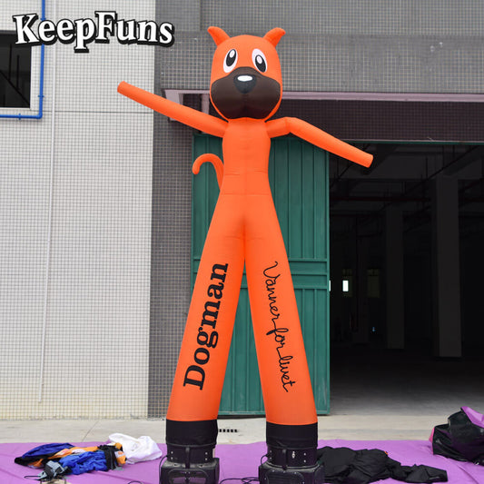 KeepFuns Orange Cute Dog Shape Inflatable Dancer Advertising Model Activity Drainage Inflatable Model Outdoor Promotional Props