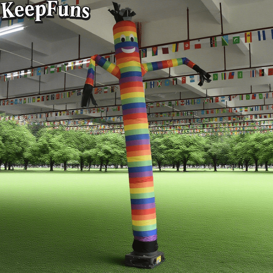 KeepFuns Rainbow Stripe Inflatable Dancer Advertising Model Humanoid Inflatable Model Activity Drainage Promotional Props