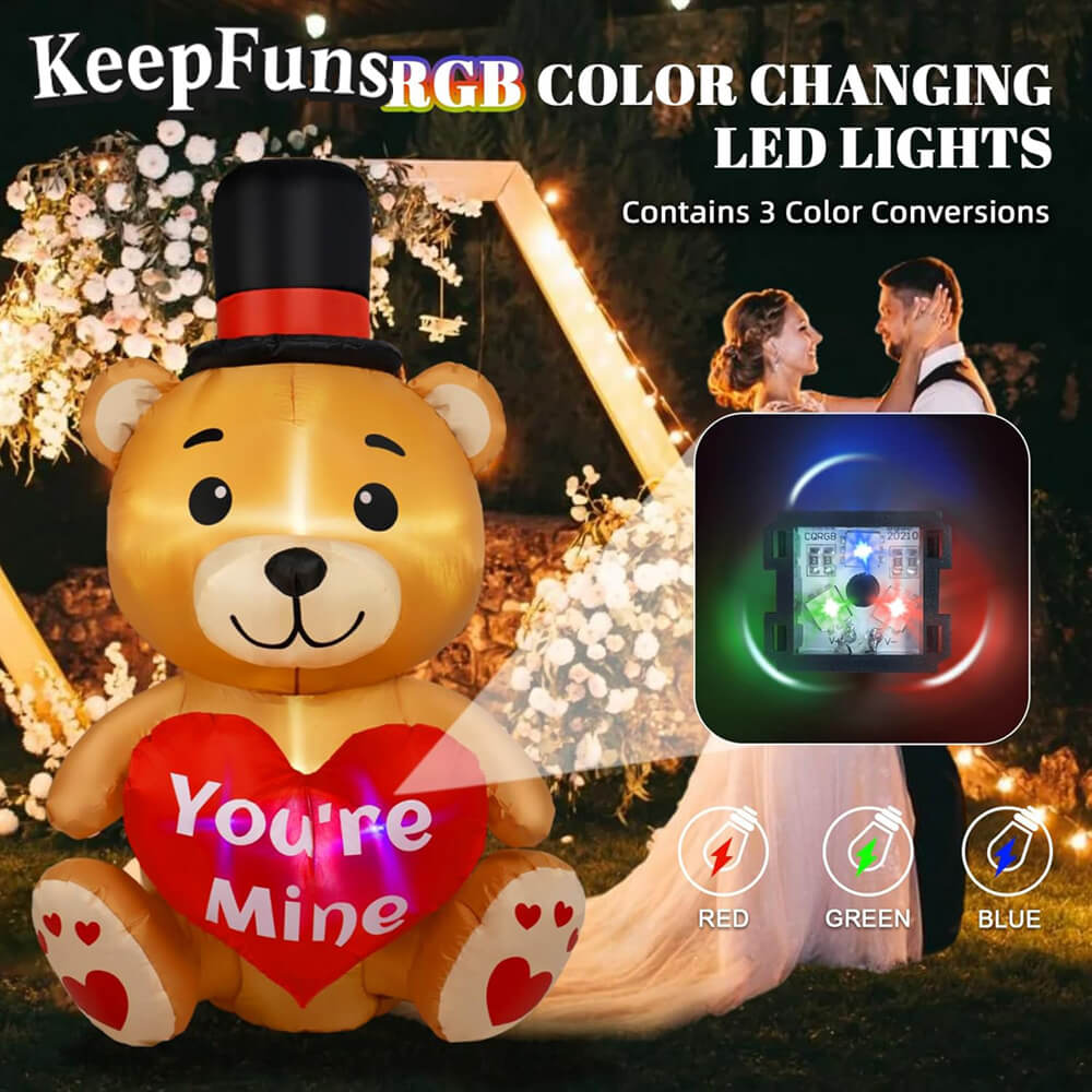 KeepFuns Valentine's Day Bear Inflatable Decoration - Outdoor, Yard, Indoor Romantic Holiday Inflatable Model