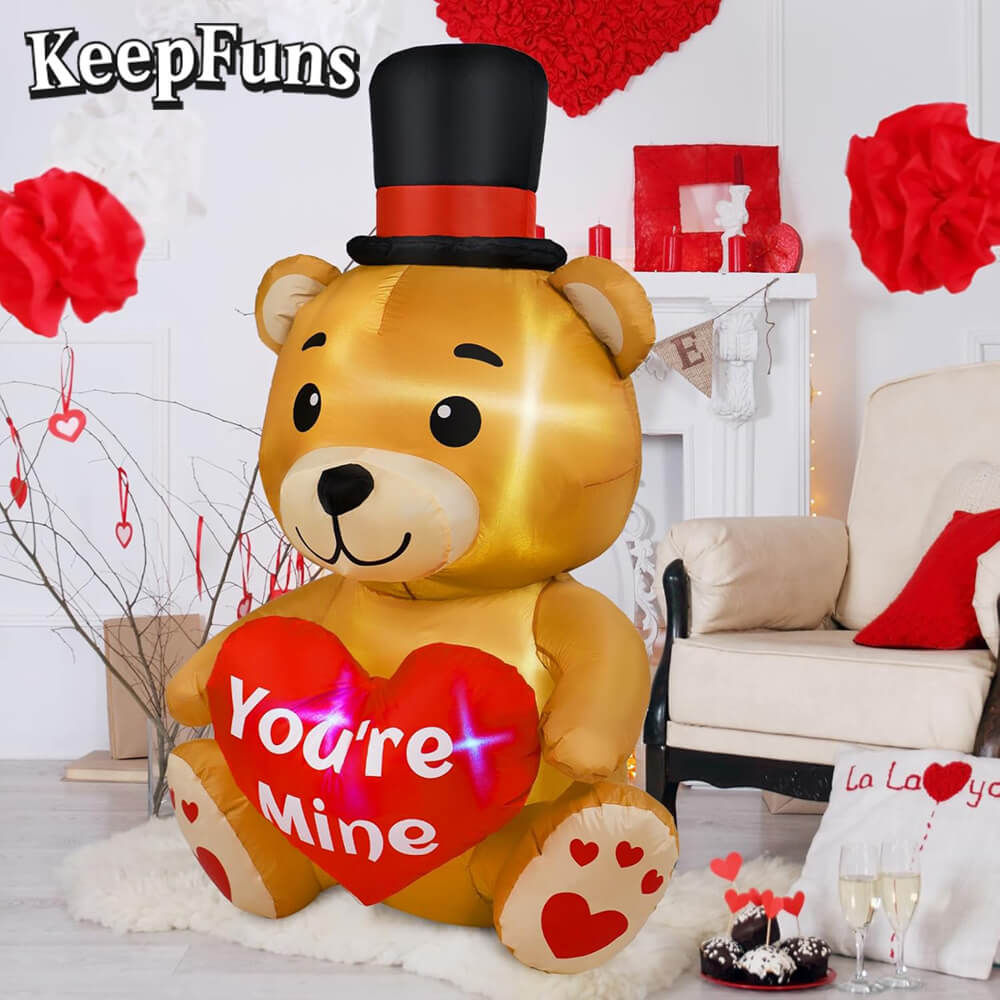 KeepFuns Valentine's Day Bear Inflatable Decoration - Outdoor, Yard, Indoor Romantic Holiday Inflatable Model