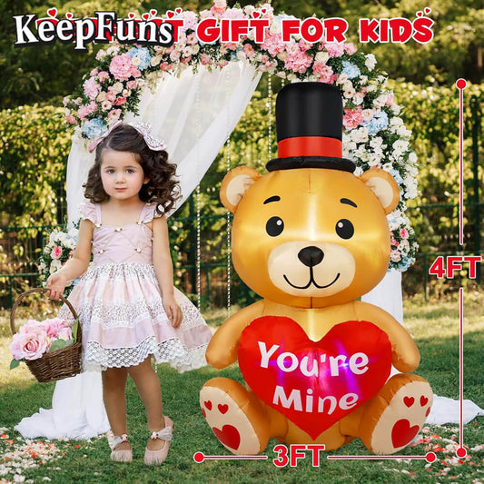KeepFuns Valentine's Day Bear Inflatable Decoration - Outdoor, Yard, Indoor Romantic Holiday Inflatable Model