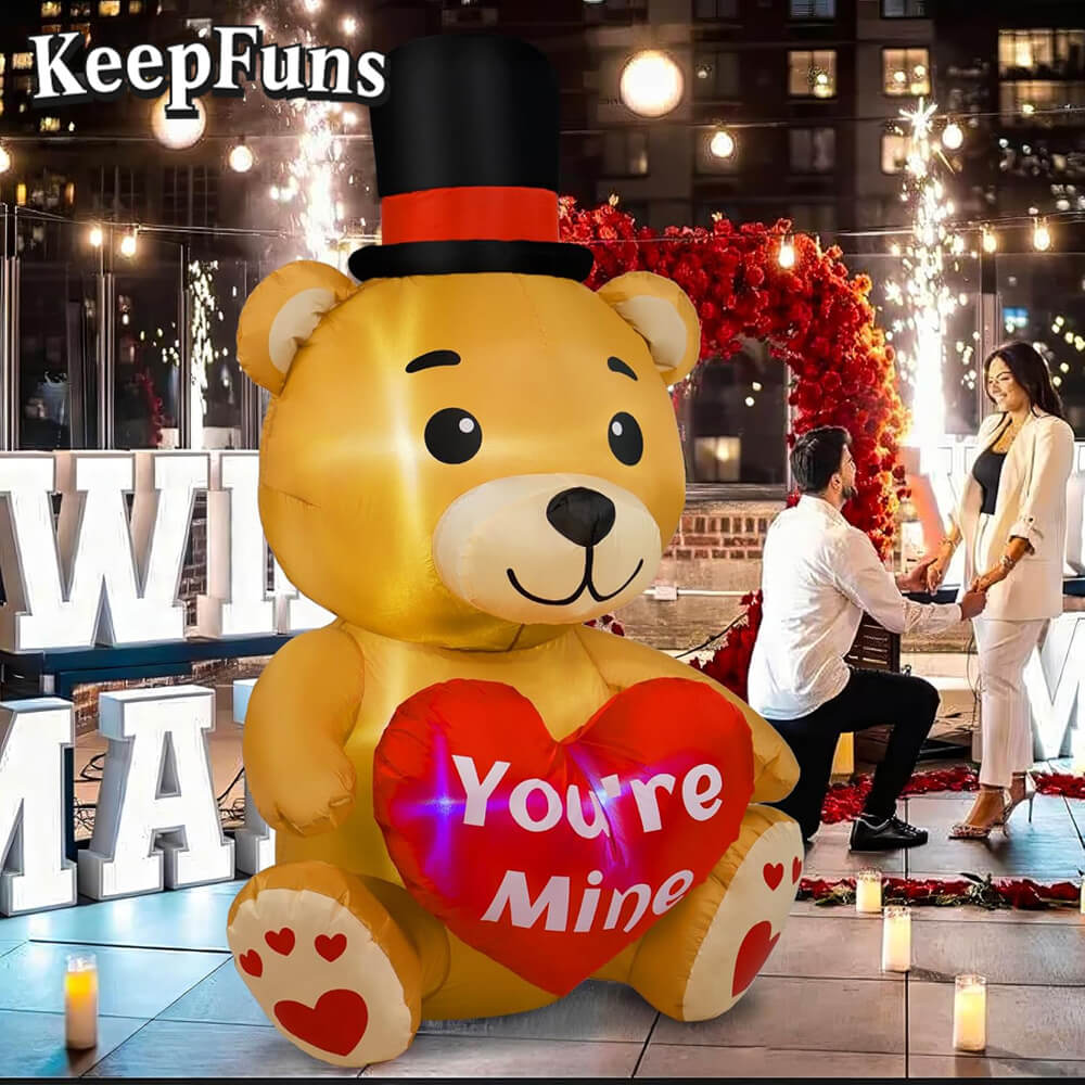 KeepFuns Valentine's Day Bear Inflatable Decoration - Outdoor, Yard, Indoor Romantic Holiday Inflatable Model