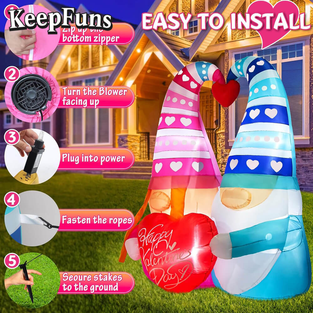 KeepFuns Valentine's Day Elf Couple Inflatable Decoration - Outdoor Courtyard Indoor Romantic Festival Inflatable Model