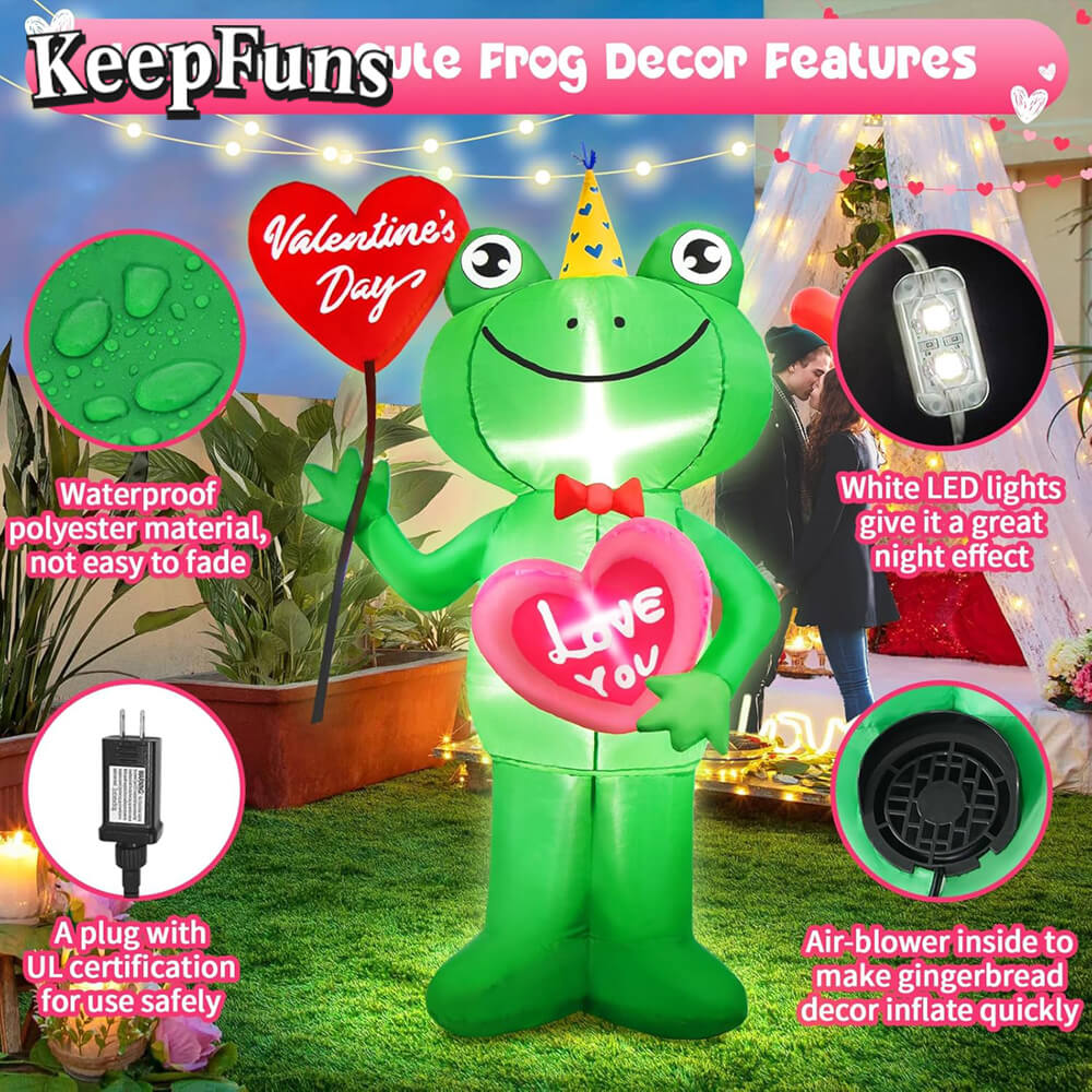 KeepFuns Valentine's Day Frog Inflatable Decoration - Outdoor Beach Indoor Romantic Holiday Inflatable Model