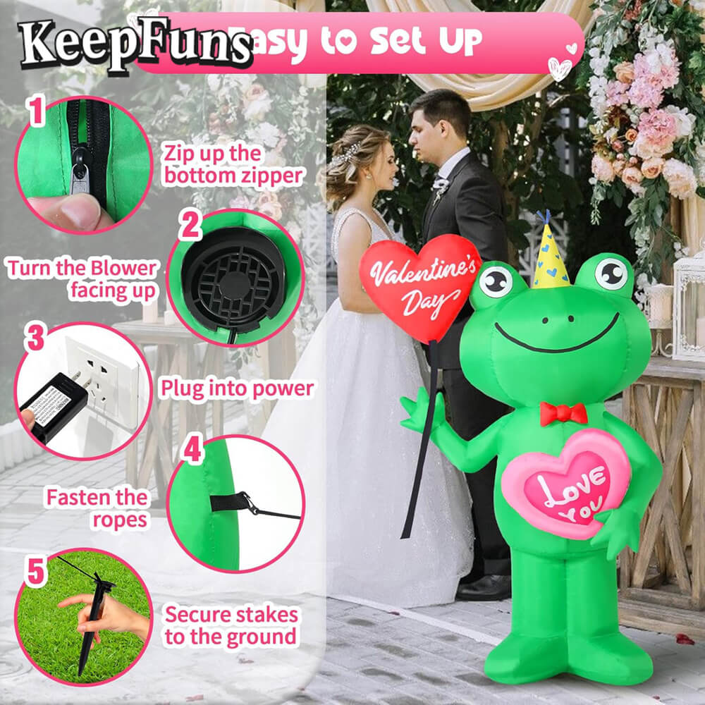 KeepFuns Valentine's Day Frog Inflatable Decoration - Outdoor Beach Indoor Romantic Holiday Inflatable Model