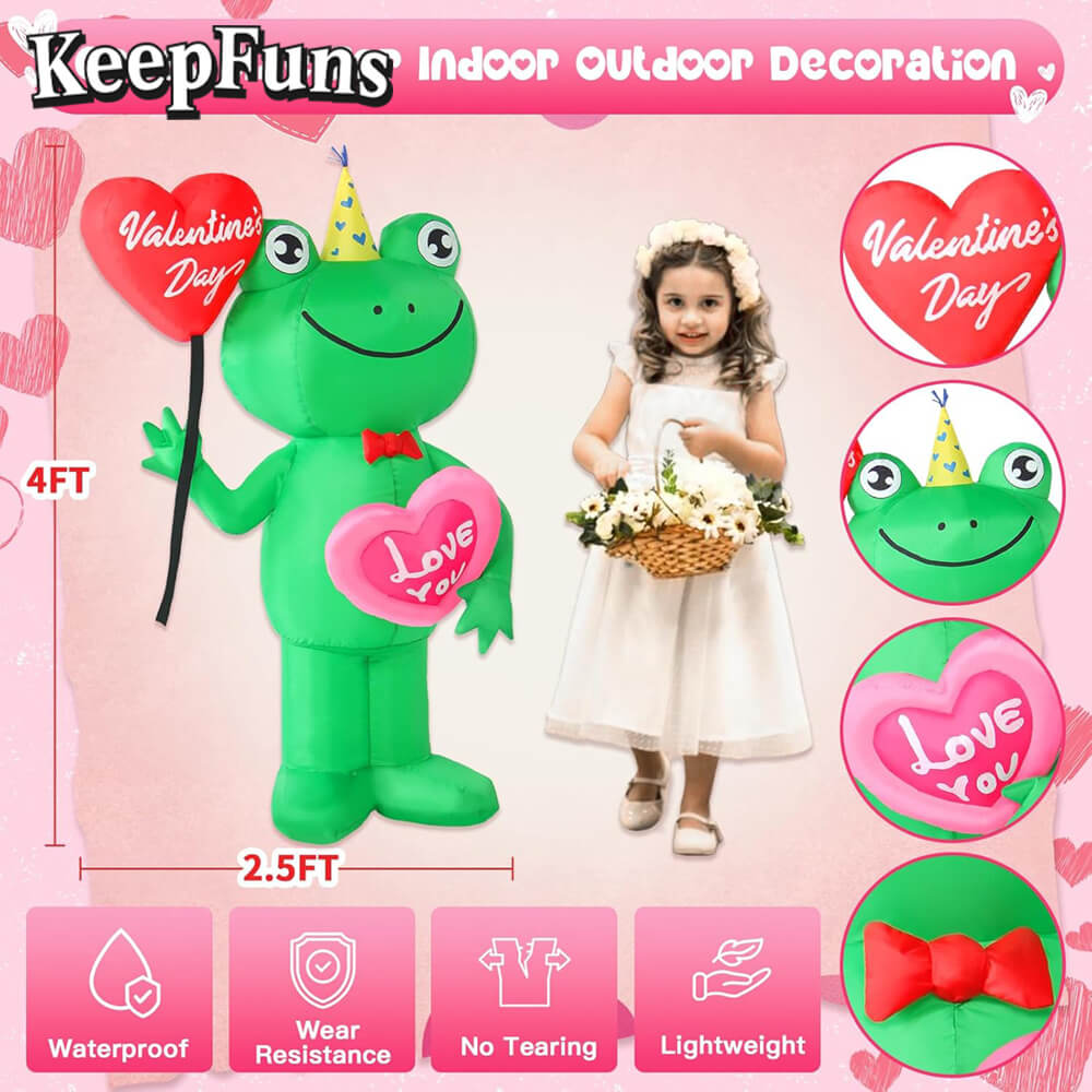 KeepFuns Valentine's Day Frog Inflatable Decoration - Outdoor Beach Indoor Romantic Holiday Inflatable Model