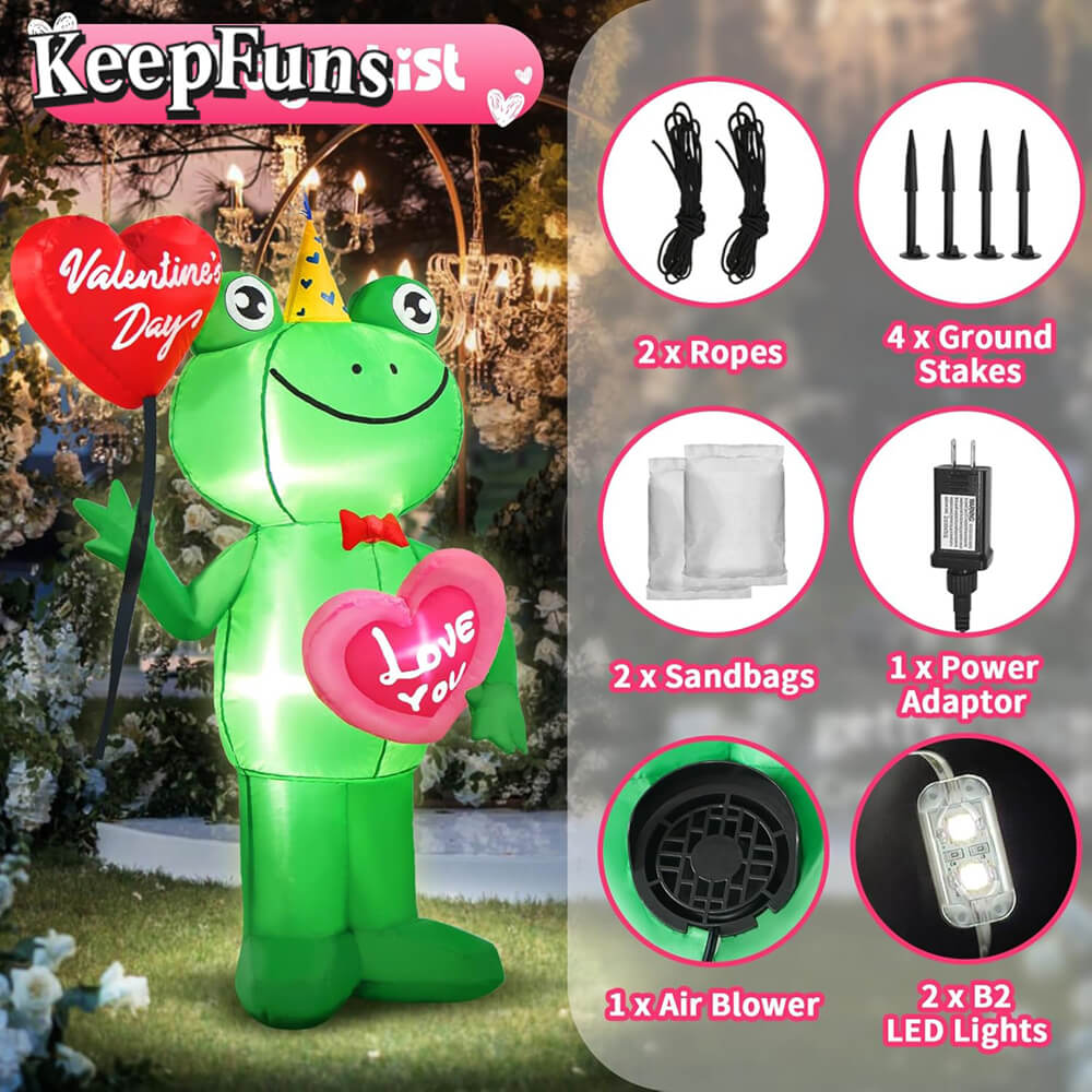 KeepFuns Valentine's Day Frog Inflatable Decoration - Outdoor Beach Indoor Romantic Holiday Inflatable Model
