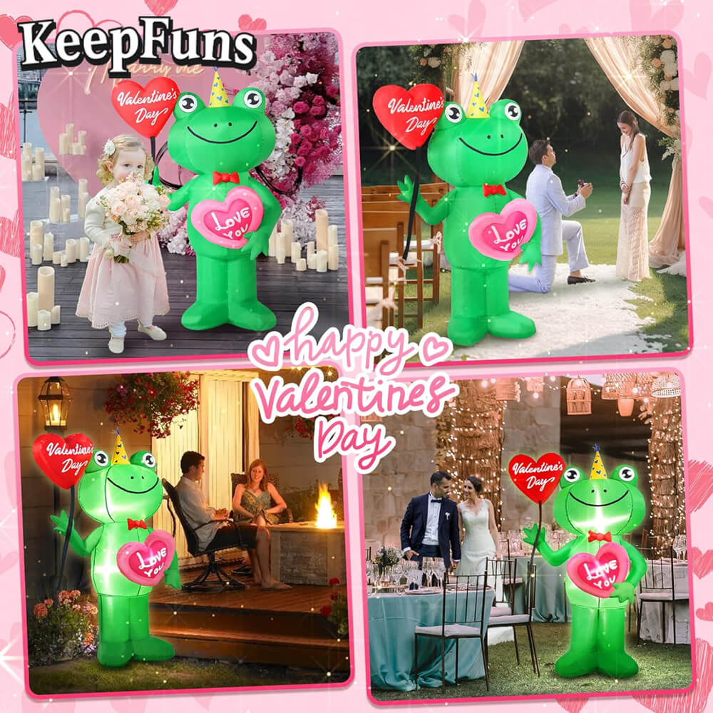 KeepFuns Valentine's Day Frog Inflatable Decoration - Outdoor Beach Indoor Romantic Holiday Inflatable Model