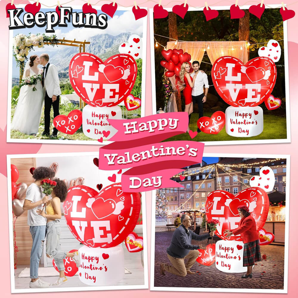 KeepFuns Valentine's Day Heart Inflatable Decoration - Outdoor, Yard, Indoor Romantic Holiday Inflatable Model