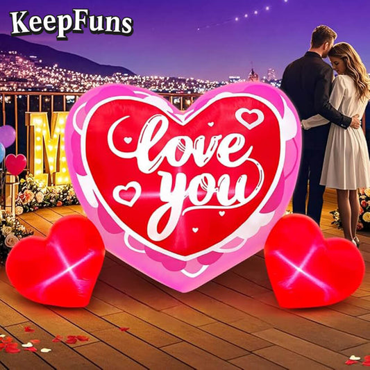 KeepFuns Valentine's Day Heart Inflatable Decoration - Outdoor, Yard, Indoor Romantic Holiday Inflatable Model