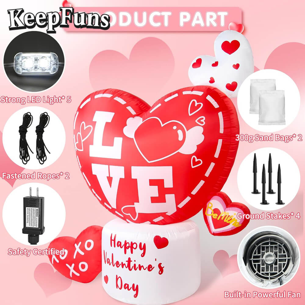 KeepFuns Valentine's Day Heart Inflatable Decoration - Outdoor, Yard, Indoor Romantic Holiday Inflatable Model