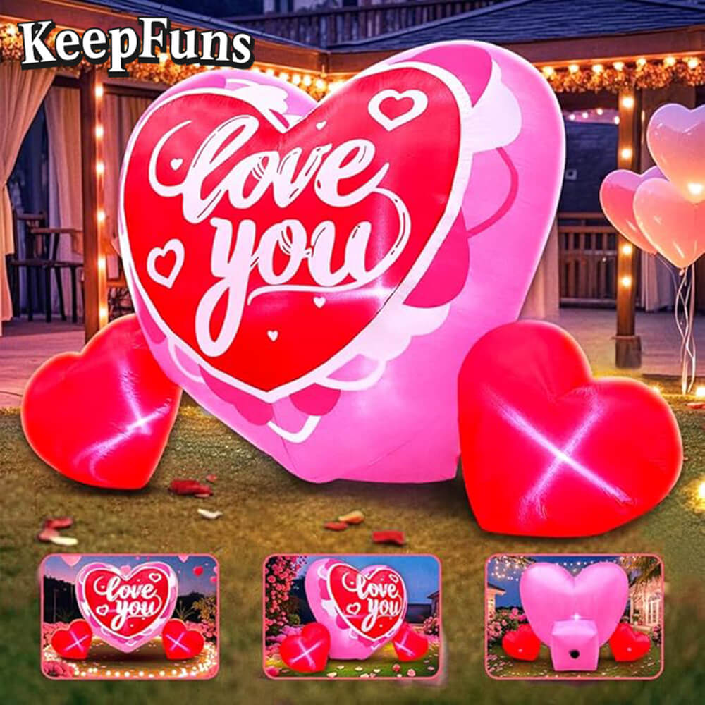 KeepFuns Valentine's Day Heart Inflatable Decoration - Outdoor, Yard, Indoor Romantic Holiday Inflatable Model