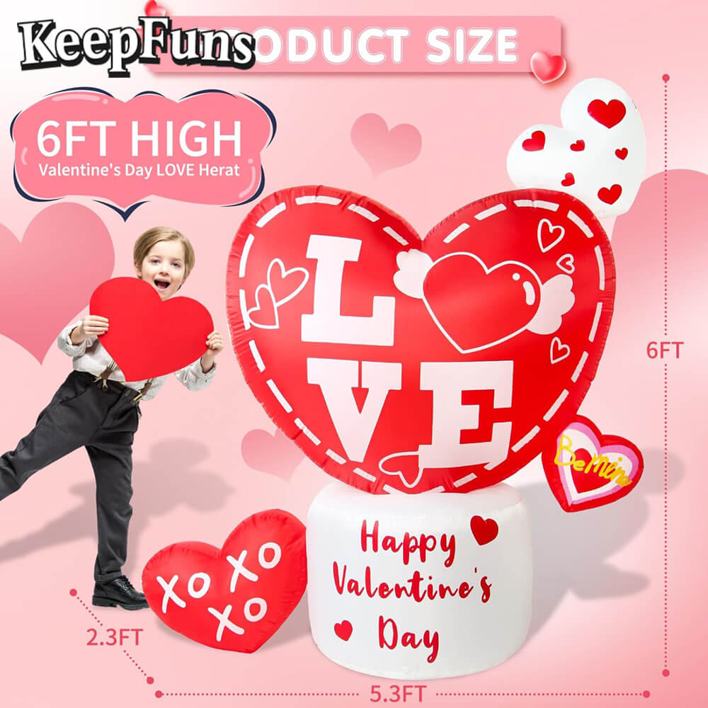 KeepFuns Valentine's Day Heart Inflatable Decoration - Outdoor, Yard, Indoor Romantic Holiday Inflatable Model